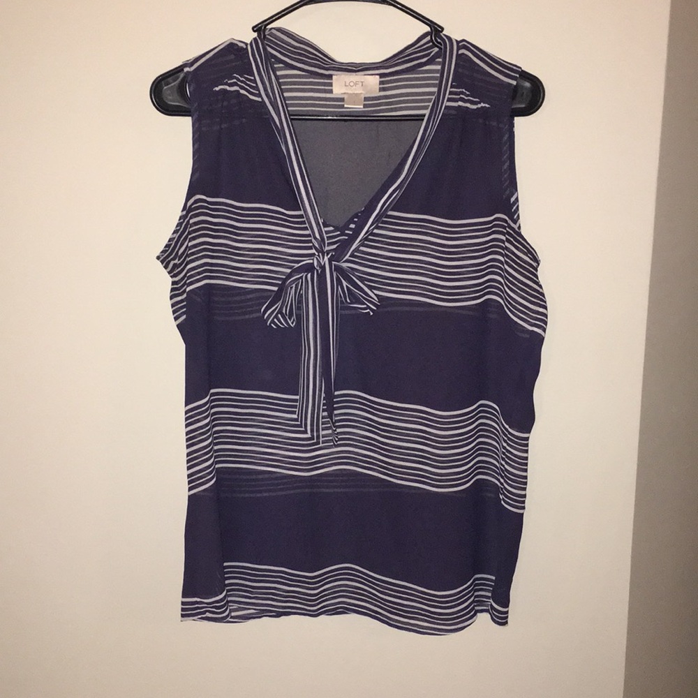 Sheer navy and white stripe top
